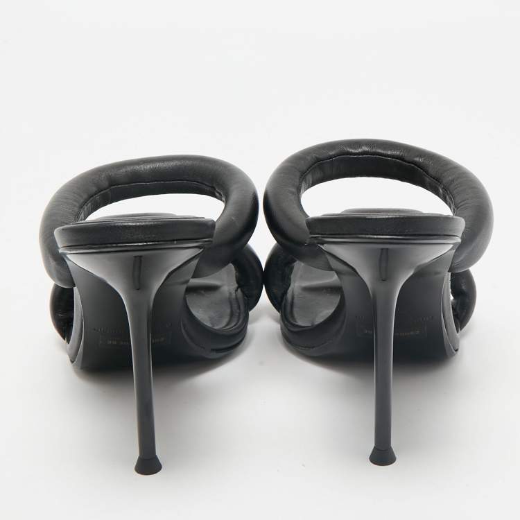 Pre Owned Alexander Wang Black Leather Julie Tubular Slide Sandals Size 39