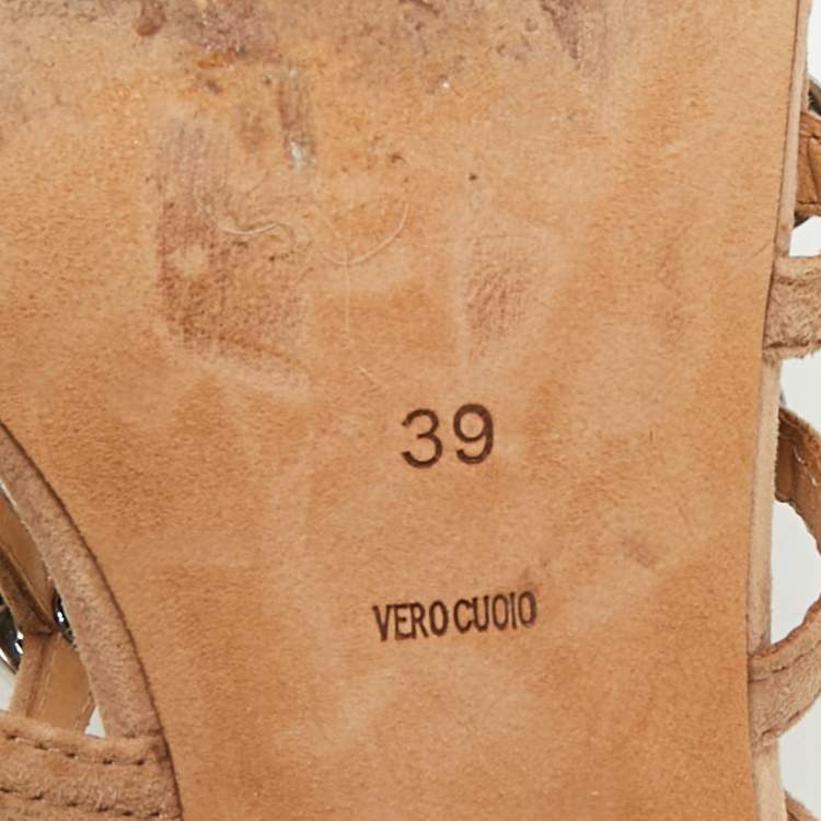 Pre Owned Alexander Wang Nude Suede Sadie Studded Caged Mule Sandals Size 39