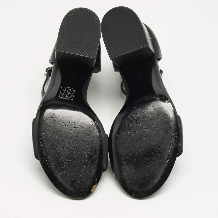 Pre Owned Alexander Wang Black Leather Abby Ankle Strap Sandals Size 40