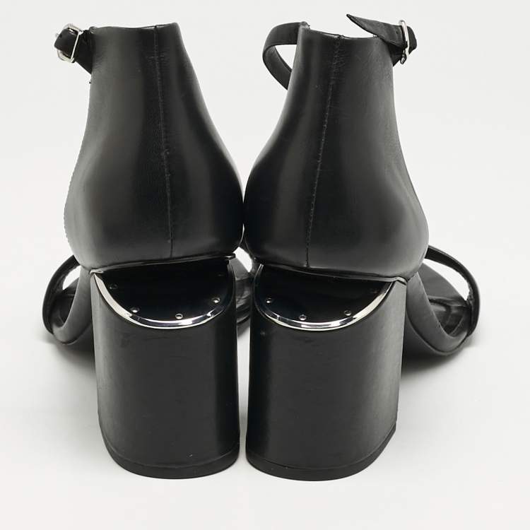 Pre Owned Alexander Wang Black Leather Abby Ankle Strap Sandals Size 40