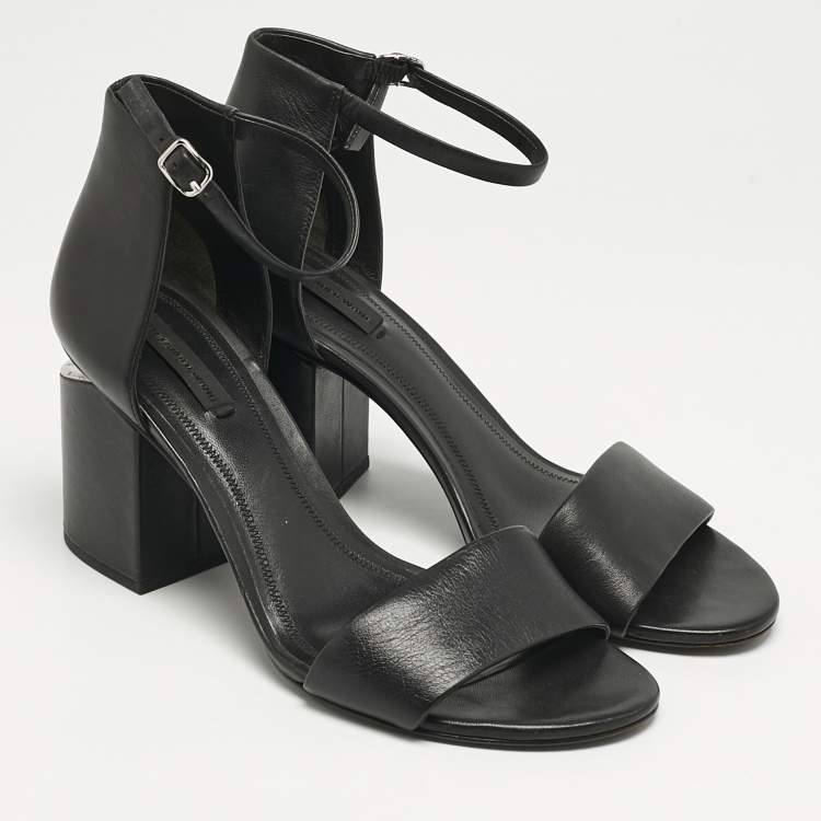 Pre Owned Alexander Wang Black Leather Abby Ankle Strap Sandals Size 40