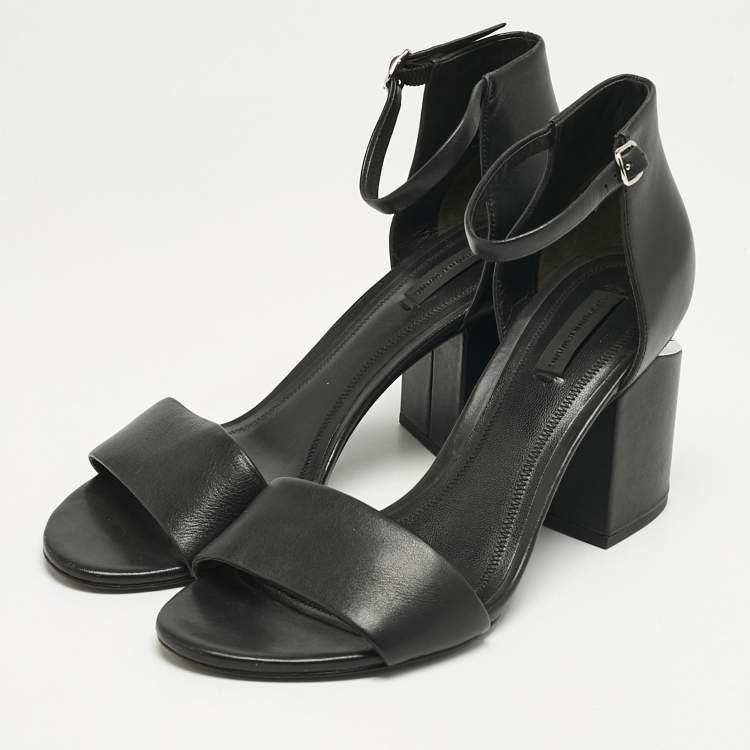 Pre Owned Alexander Wang Black Leather Abby Ankle Strap Sandals Size 40