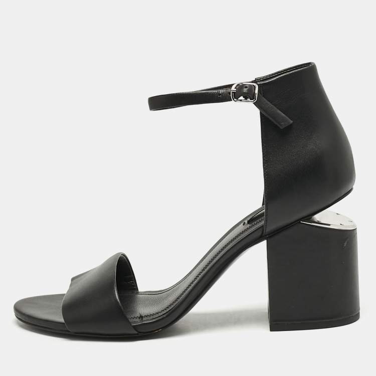 Pre Owned Alexander Wang Black Leather Abby Ankle Strap Sandals Size 40