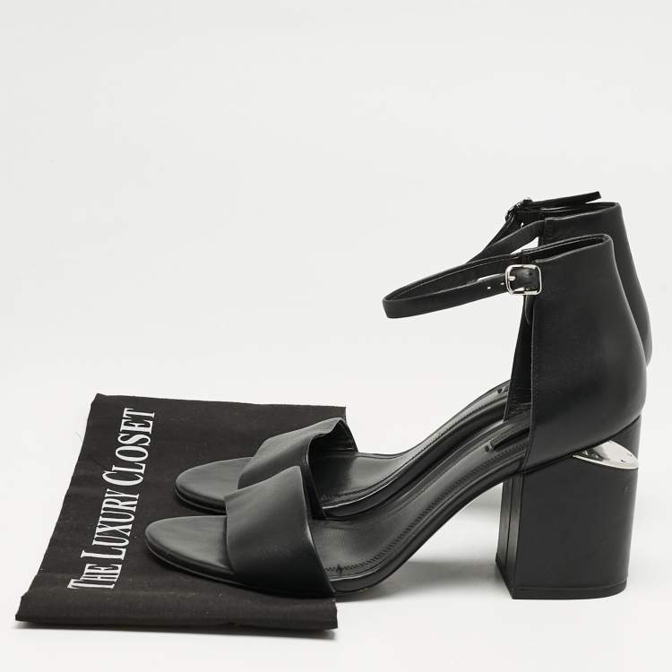 Pre Owned Alexander Wang Black Leather Abby Ankle Strap Sandals Size 40