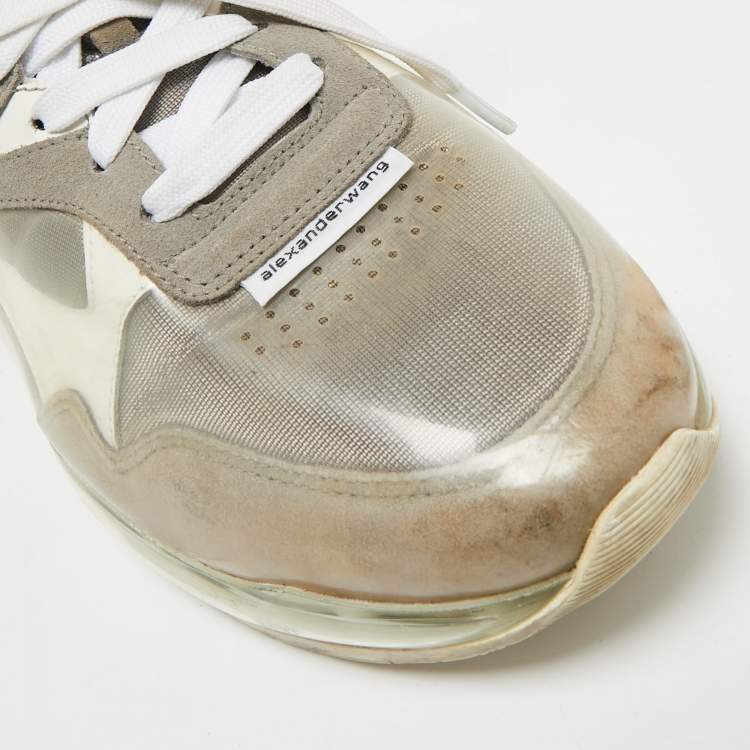 Pre Owned Alexander Wang Grey/White PVC, Suede And Leather Stadium Low Top Sneakers Size 40.5