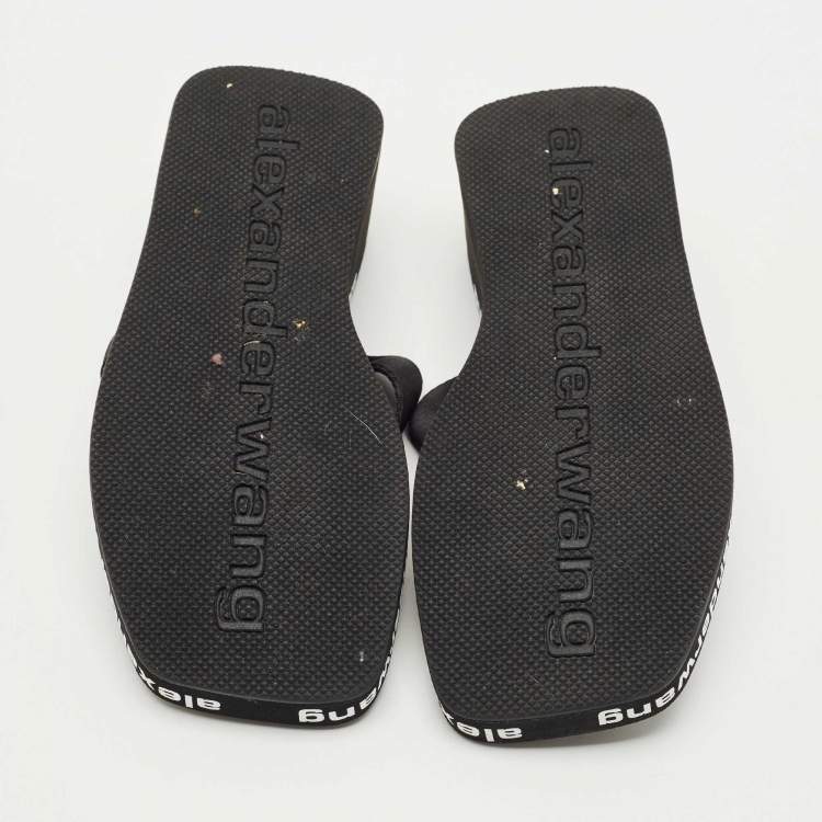 Pre Owned Alexander Wang Black Canvas Thong Wedge Sandals Size 39