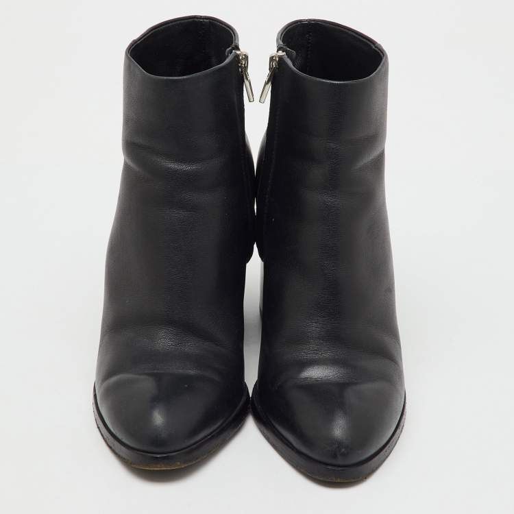 Pre Owned Alexander Wang Black Leather Gabi Ankle Length Boots Size 36.5