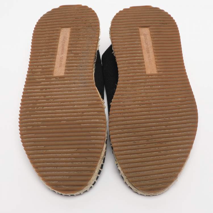 Pre Owned Alexander Wang Black Knit Fabric Dylan Espadrille Flats Size 37