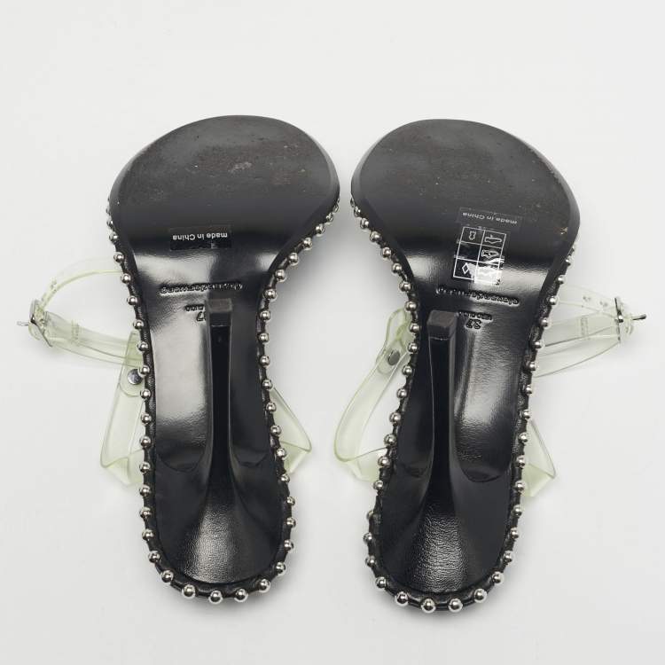Pre Owned Alexander Wang Green PVC Nova Ankle Strap Sandals Size 37