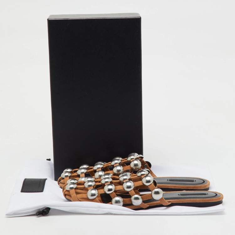 Pre Owned Alexander Wang Beige Suede Amelia Flat Mules Size 41