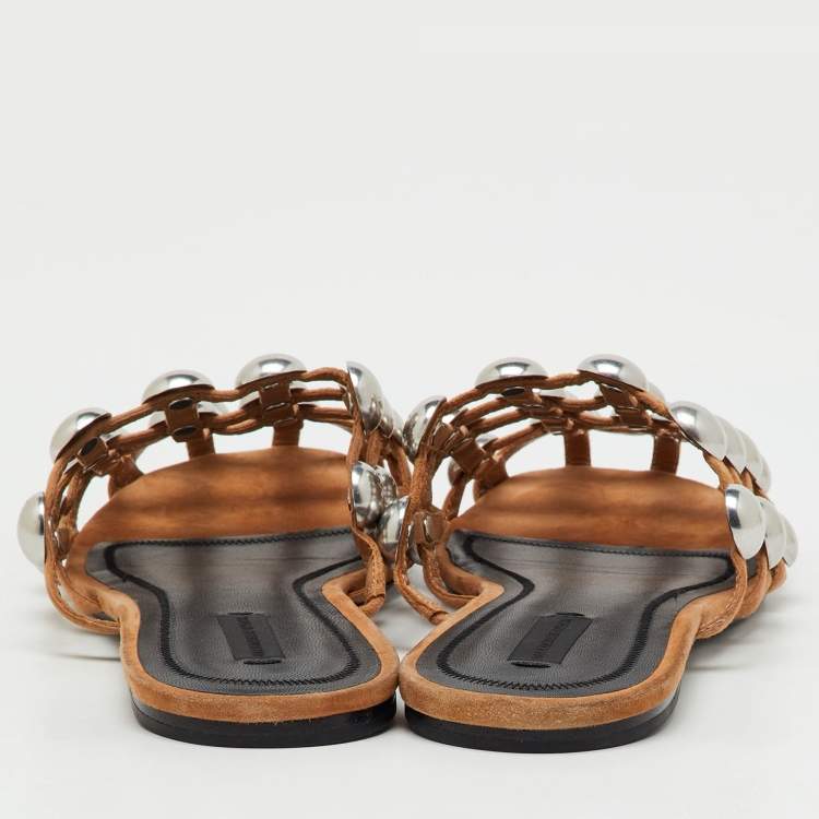 Pre Owned Alexander Wang Beige Suede Amelia Flat Mules Size 41