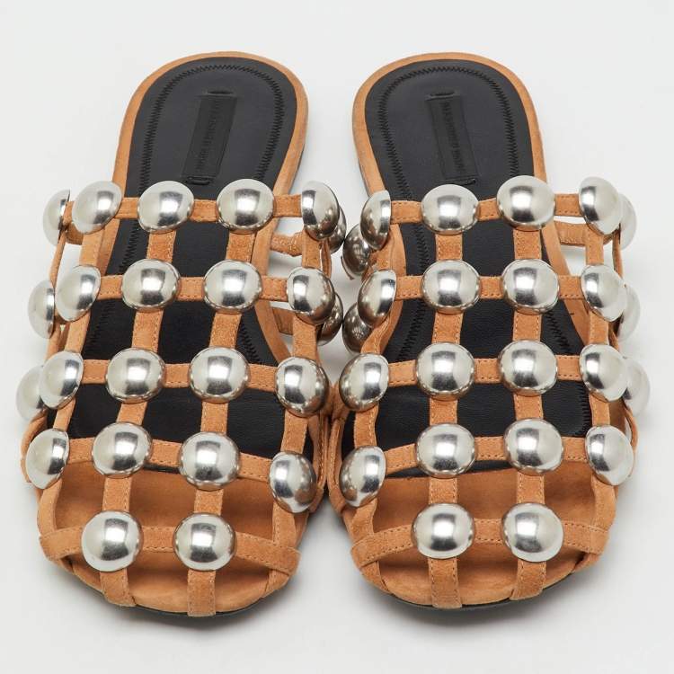 Pre Owned Alexander Wang Beige Suede Amelia Flat Mules Size 41