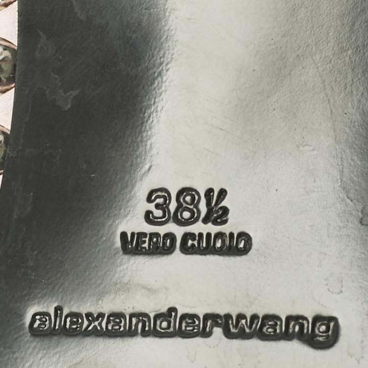 Pre Owned Alexander Wang Light Pink Leather Nova Studded Rina Slingback Pumps Size 38.5