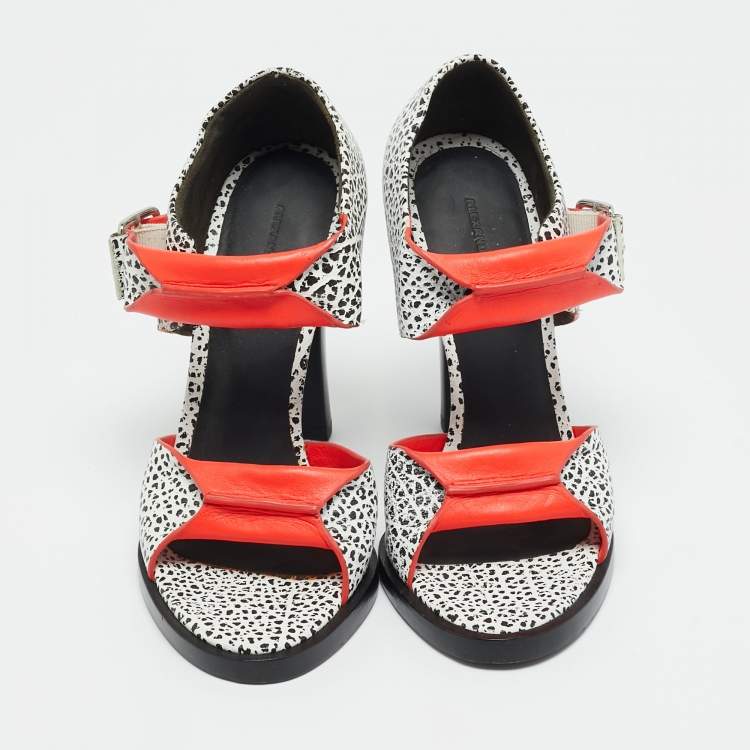 Pre Owned Alexander Wang Tricolor Leather Open Toe Ankle Strap Sandals Size 36