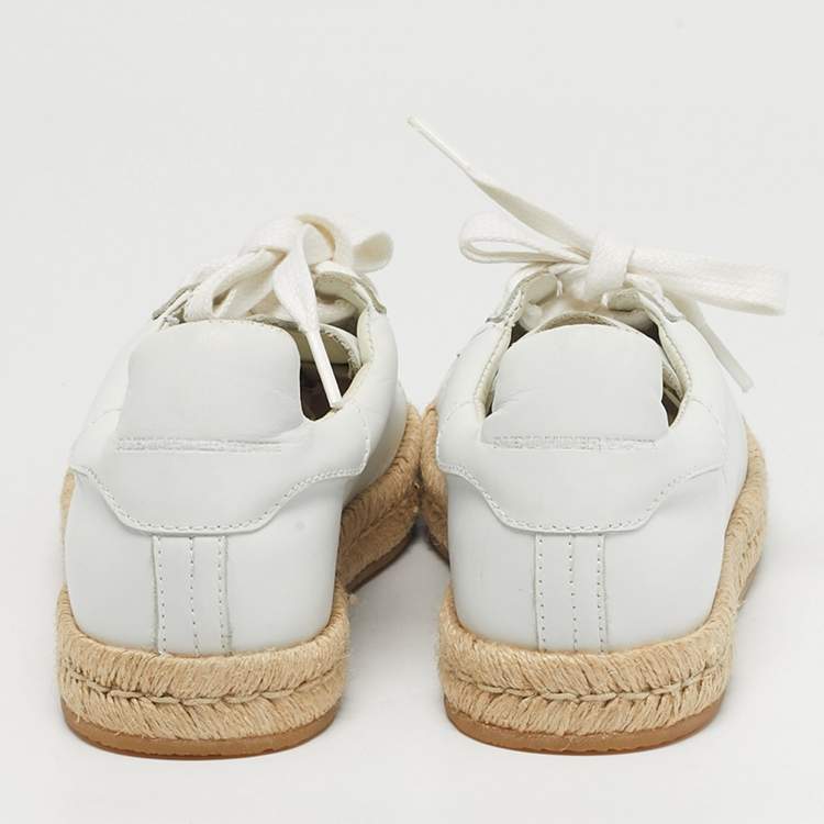 Pre Owned Alexander Wang Size 36 White Leather Jute Cap Toe Espadrille Low Top Sneakers