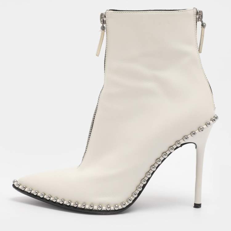 مملوكة مسبقًا Alexander Wang Eri Size 36 White Leather Ankle Length Boots