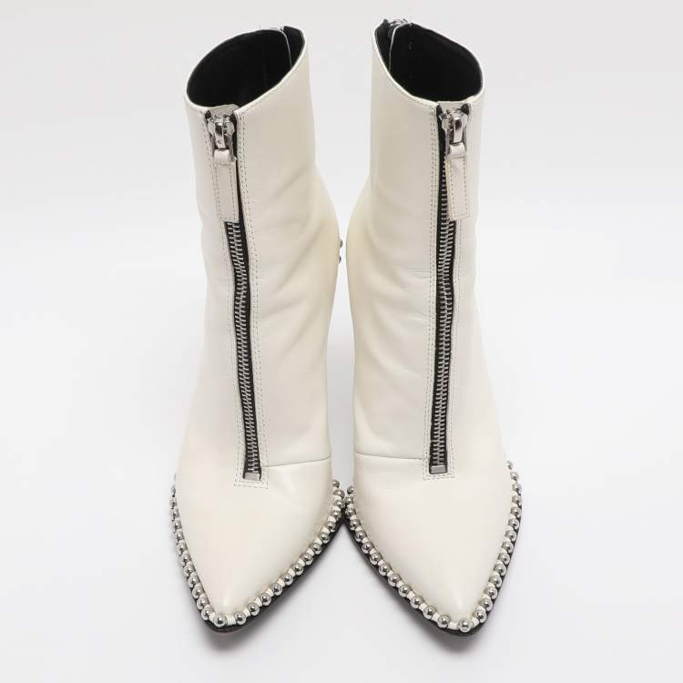 مملوكة مسبقًا Alexander Wang Eri Size 36 White Leather Ankle Length Boots