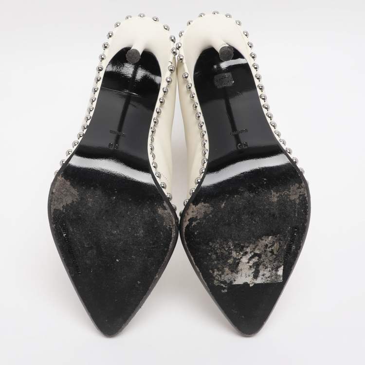 مملوكة مسبقًا Alexander Wang Eri Size 36 White Leather Ankle Length Boots