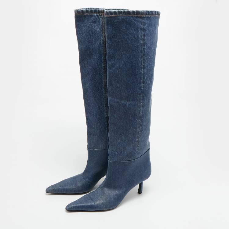 Pre Owned Alexander Wang Size 37 Blue Denim Knee Length Boots