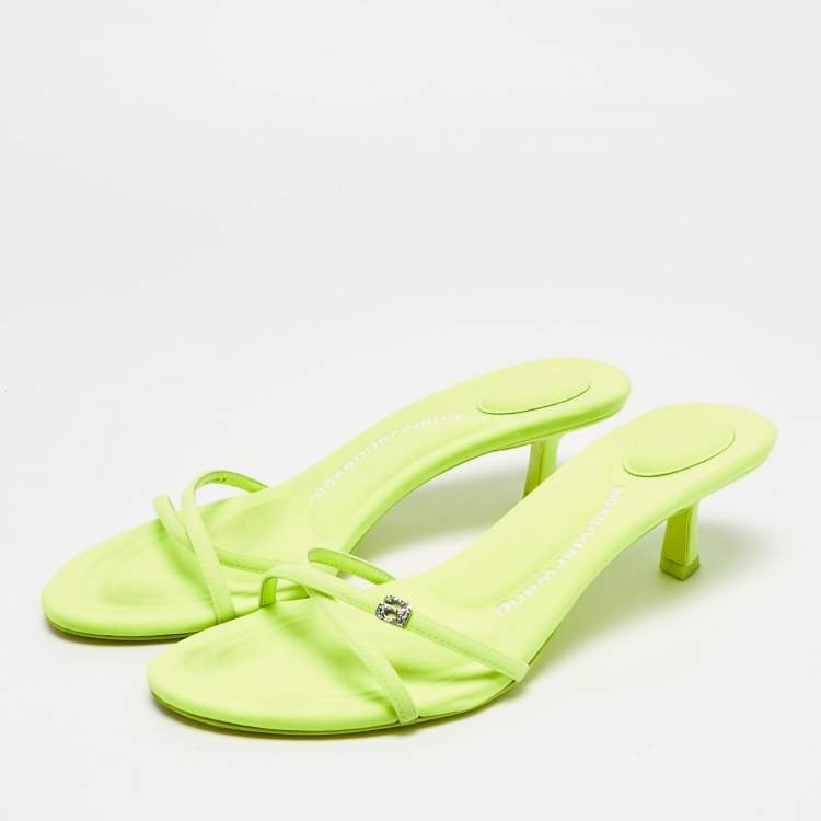 Pre Owned Alexander Wang Dahlia Size 39 Green Neoprene Slide Sandals
