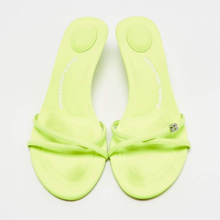Pre Owned Alexander Wang Dahlia Size 39 Green Neoprene Slide Sandals