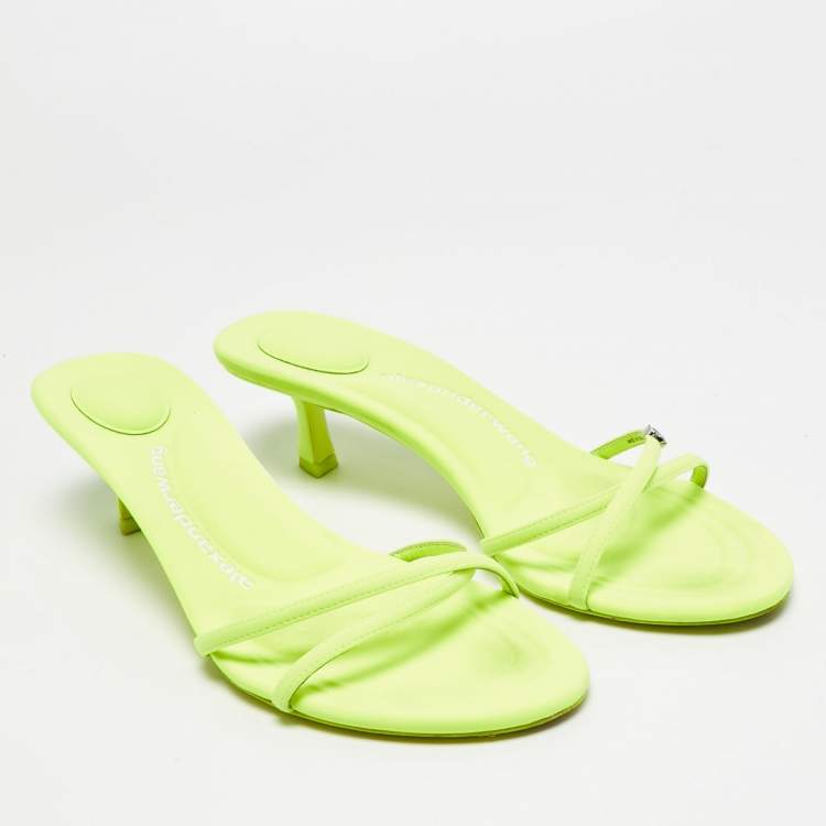 Pre Owned Alexander Wang Dahlia Size 39 Green Neoprene Slide Sandals