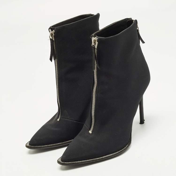 Pre Owned Alexander Wang Size 36.5 Black Canvas Ankle Length Pointed Toe Boots