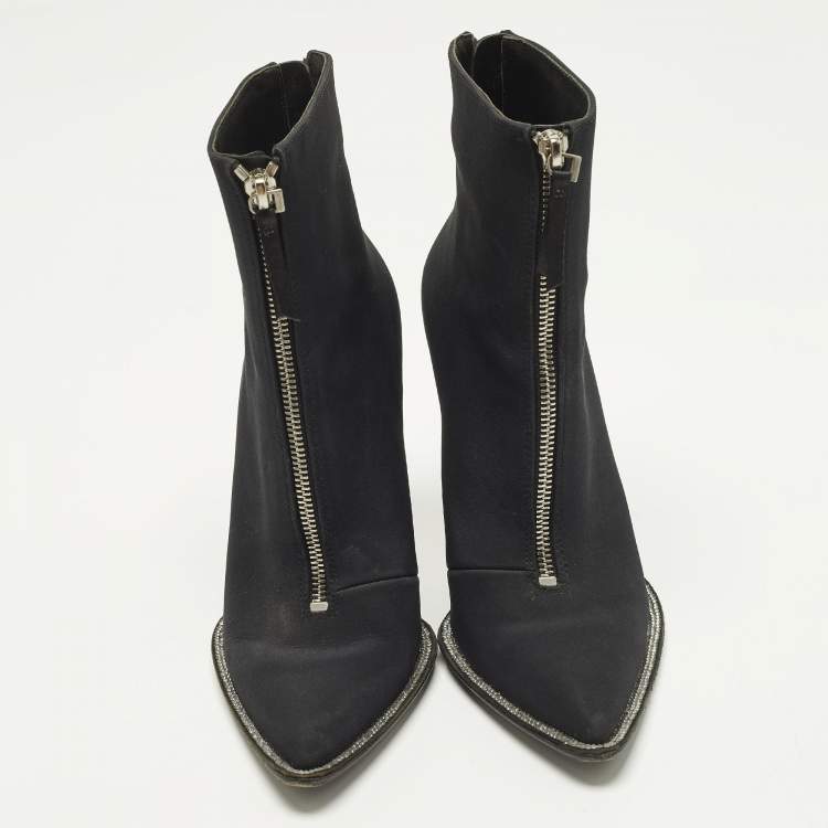 Pre Owned Alexander Wang Size 36.5 Black Canvas Ankle Length Pointed Toe Boots