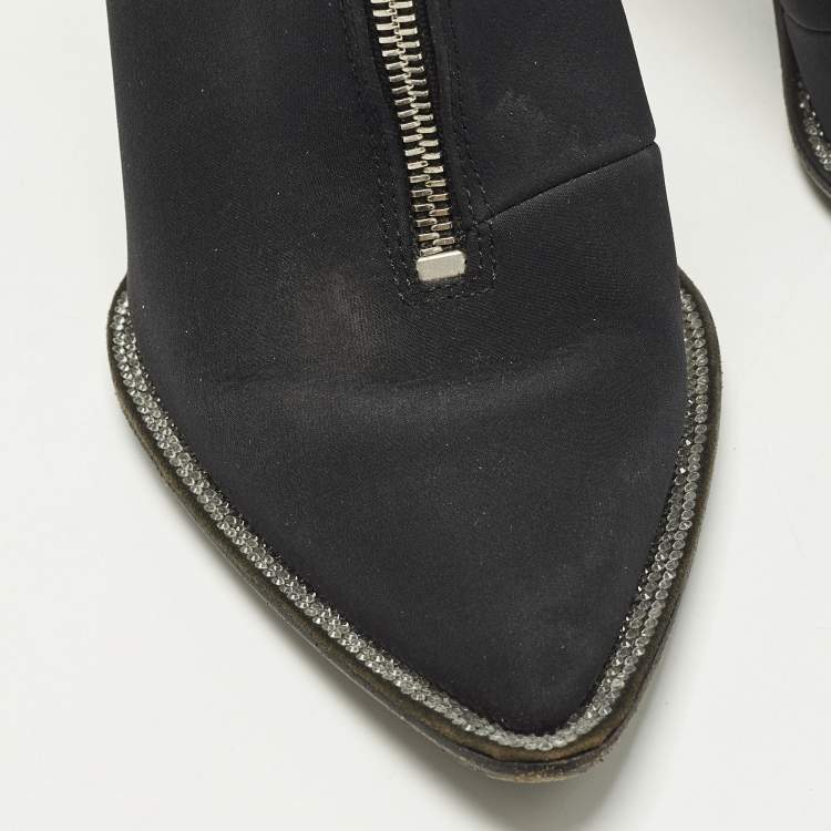 Pre Owned Alexander Wang Size 36.5 Black Canvas Ankle Length Pointed Toe Boots