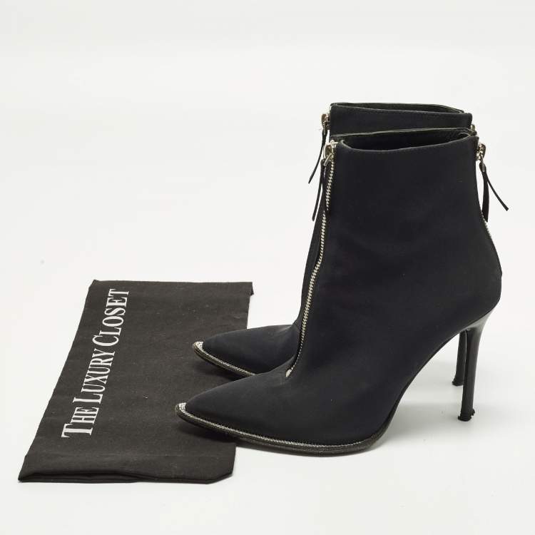 Pre Owned Alexander Wang Size 36.5 Black Canvas Ankle Length Pointed Toe Boots