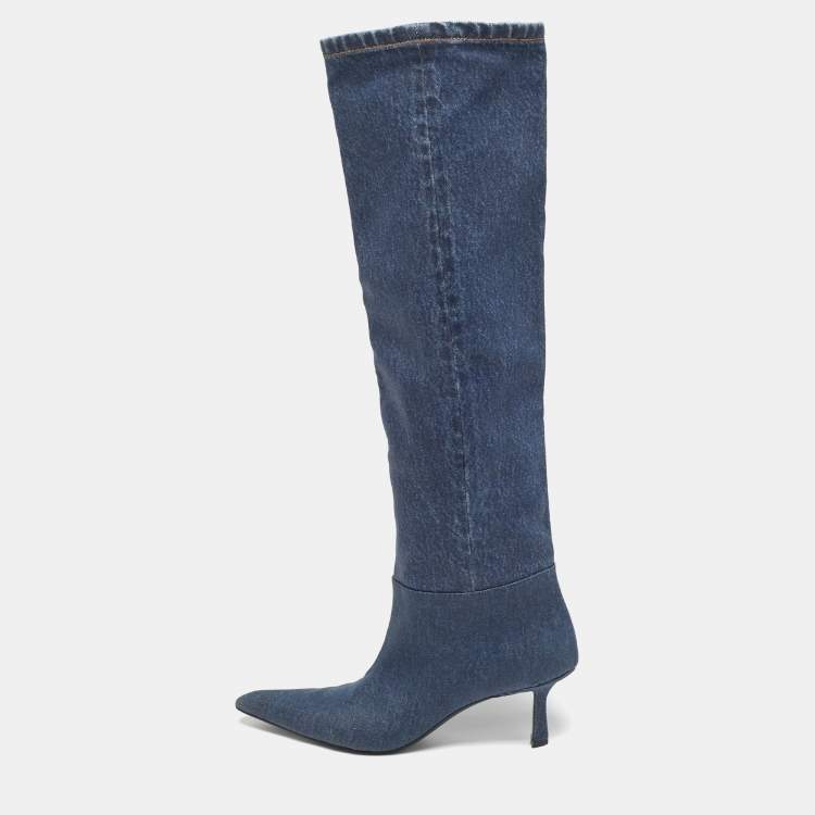 Pre Owned Alexander Wang Slouch Size 37 Blue Denim Knee Length Boots