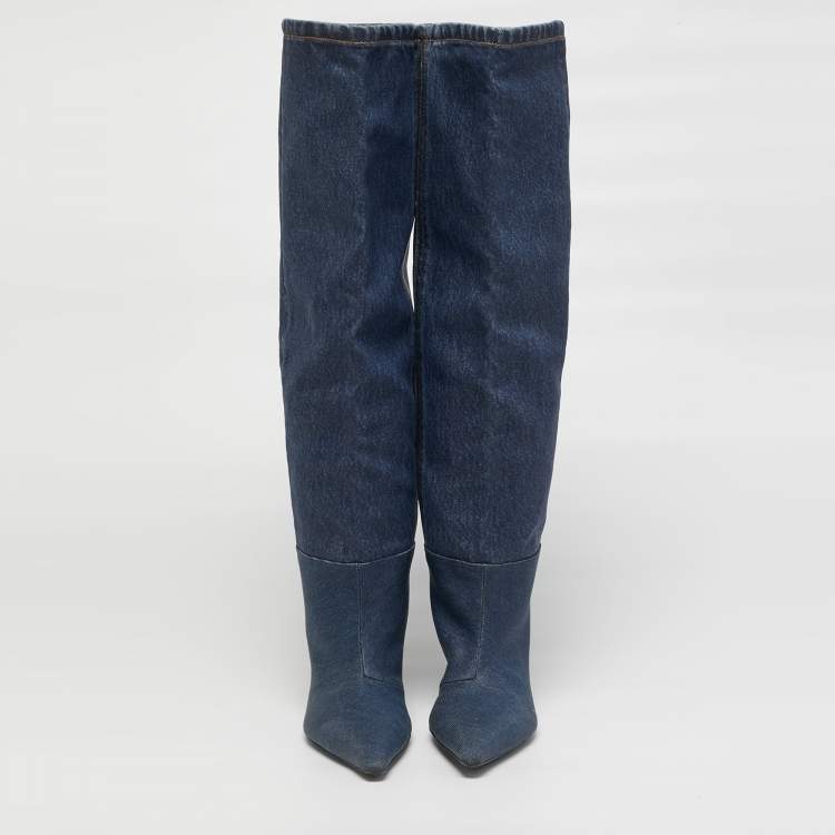 Pre Owned Alexander Wang Slouch Size 37 Blue Denim Knee Length Boots