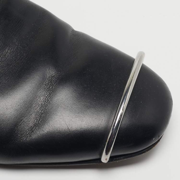 مملوكة مسبقًا Alexander Wang Jaelle Size 39 Black Leather Flat Mules