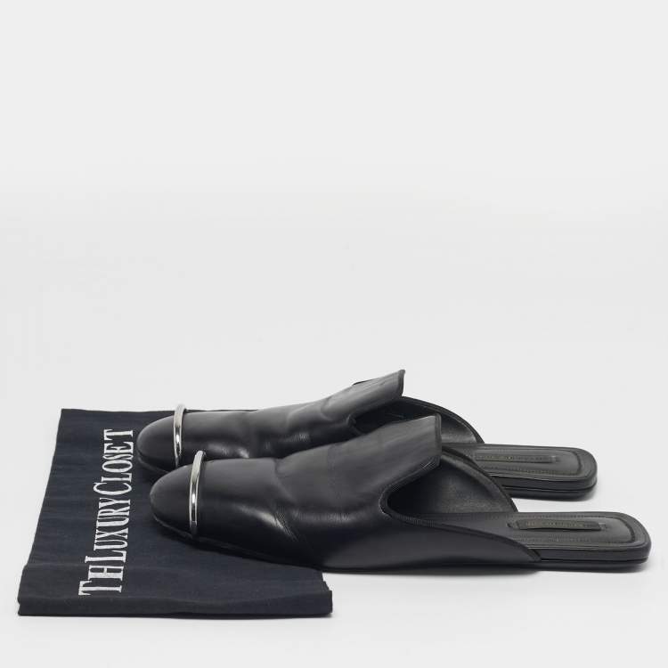 مملوكة مسبقًا Alexander Wang Jaelle Size 39 Black Leather Flat Mules