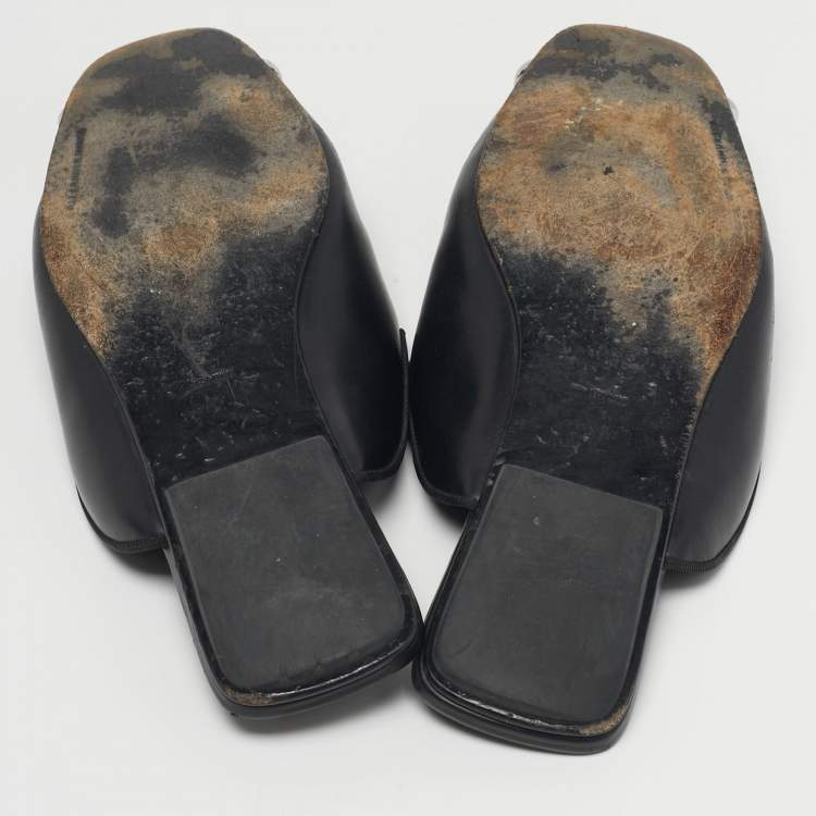 مملوكة مسبقًا Alexander Wang Jaelle Size 39 Black Leather Flat Mules