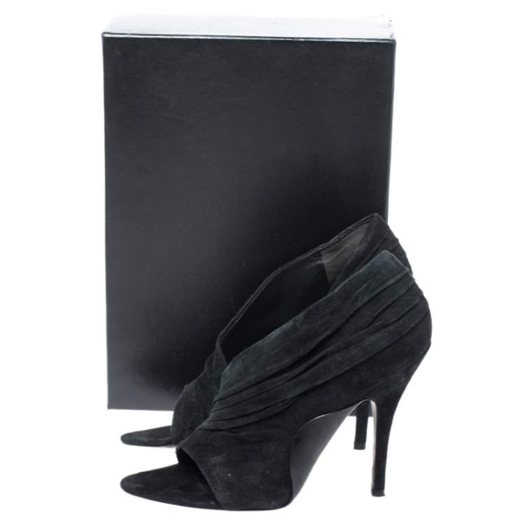 Pre Owned Alexander Wang Black Ruched Suede Maja Open Toe Sandals Size 39