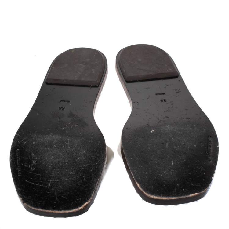Pre Owned Alexander Wang Grey Leather Lola Studded Flat Slides Size 38