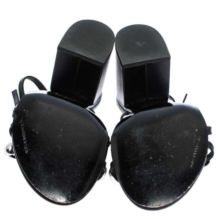 Pre Owned Alexander Wang Black Leather Dome Studded Nadia Sandals Size 39.5