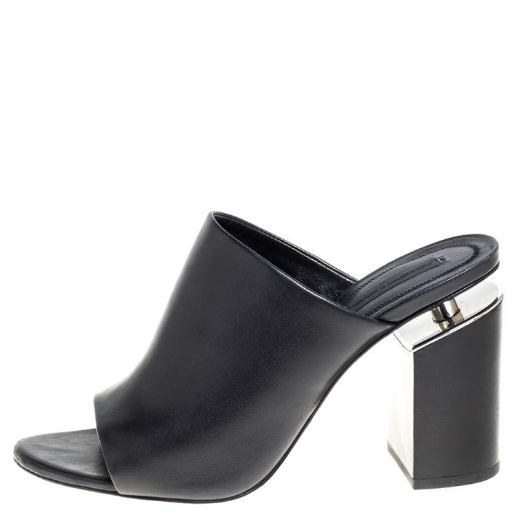 Pre Owned Alexander Wang Black Leather Mules Size 39