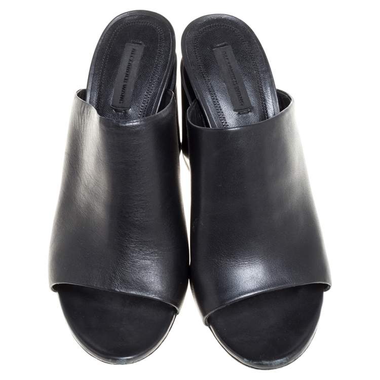 Pre Owned Alexander Wang Black Leather Mules Size 39