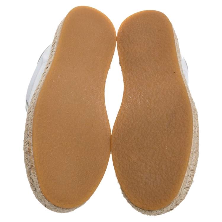 Pre Owned Alexander Wang White Leather And Jute Cap Toe Espadrilles Low Top Sneakers Size 37