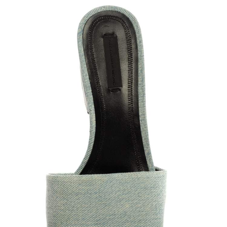 Pre Owned Alexander Wang Blue Denim Fabric Lou Open Toe Mules Size 38.5