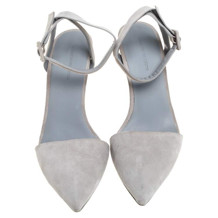 Pre Owned Alexander Wang Grey Suede Leather Lovisa Ankle Wrap Sandals Size 38.5