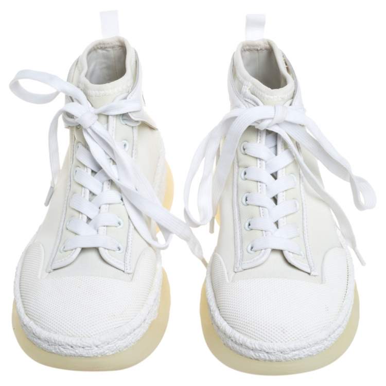 Pre Owned Alexander Wang White Mesh and Leather Trim A1 High Top Sneakers Size 39