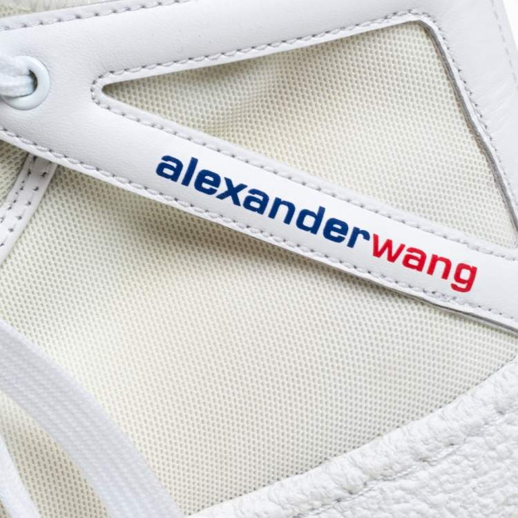 Pre Owned Alexander Wang White Mesh and Leather Trim A1 High Top Sneakers Size 39