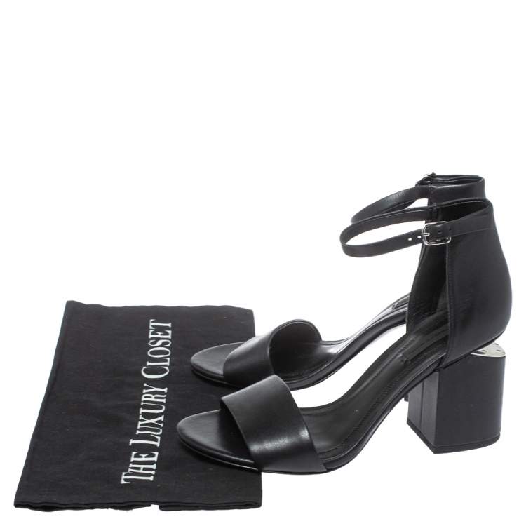 Pre Owned Alexander Wang Black Leather Block Heel Abby Sandals Size 37