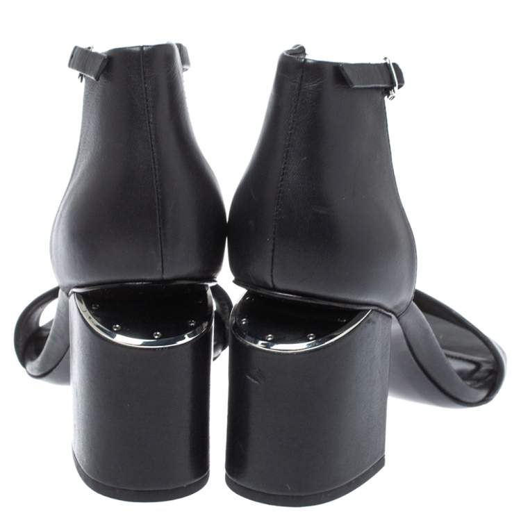 Pre Owned Alexander Wang Black Leather Block Heel Abby Sandals Size 37