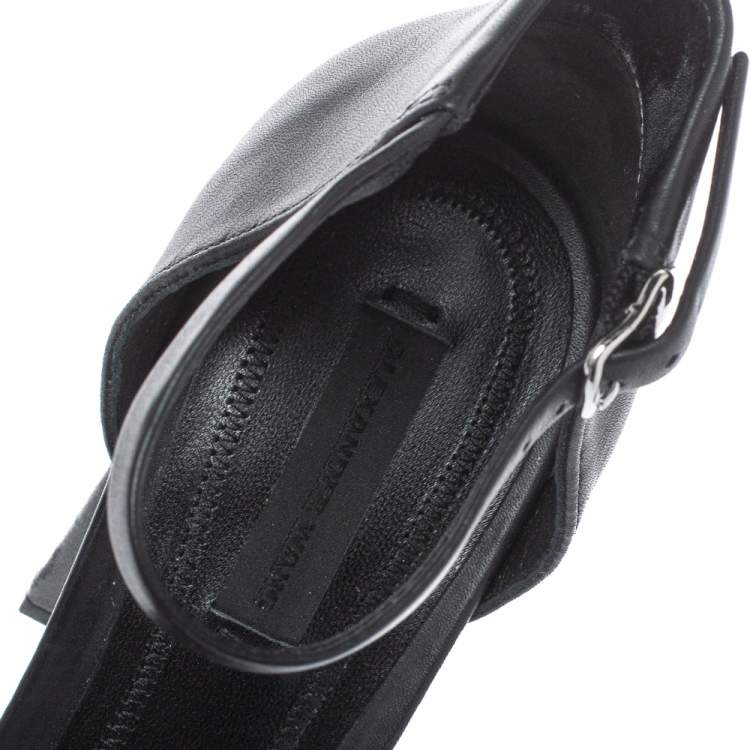 Pre Owned Alexander Wang Black Leather Block Heel Abby Sandals Size 37