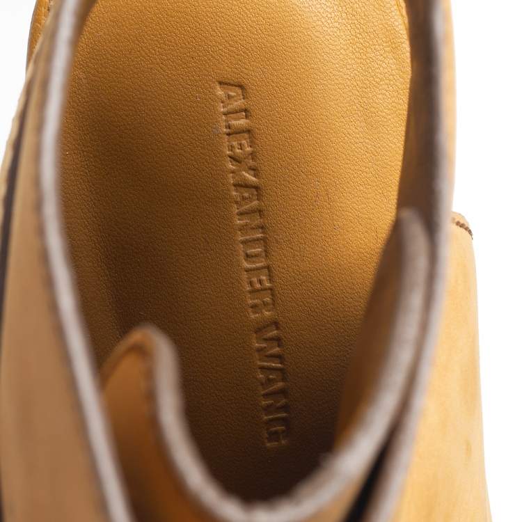 Pre Owned Alexander Wang Tan Nubuck Dakota Lace Up Ankle Boots Size 38