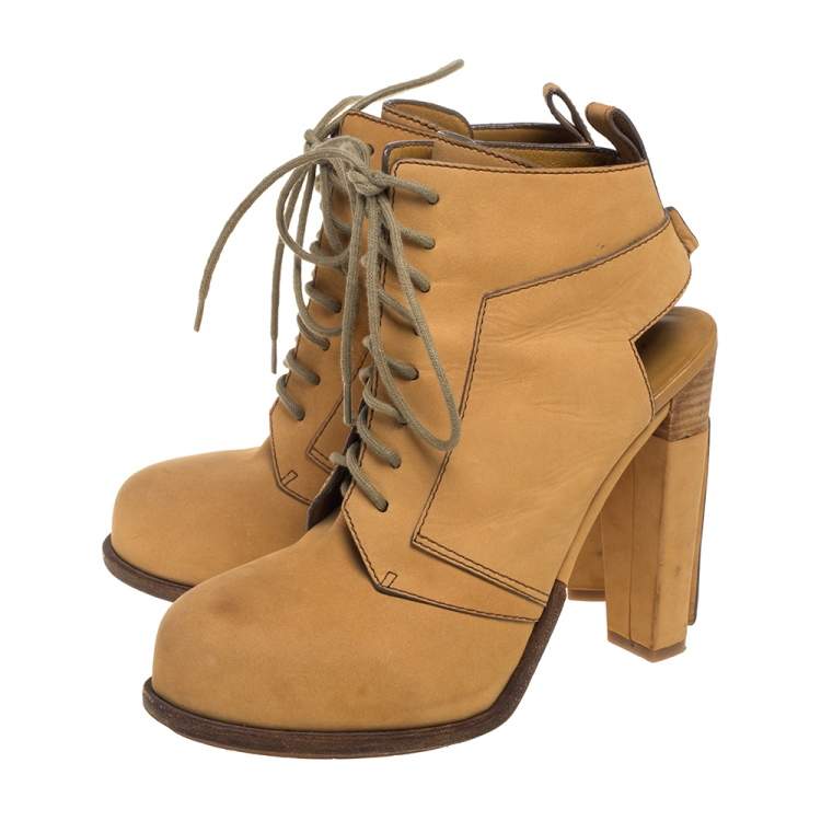 Pre Owned Alexander Wang Tan Nubuck Dakota Lace Up Ankle Boots Size 38